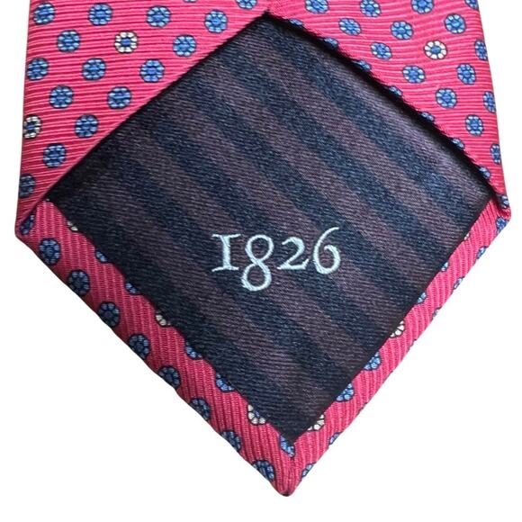 Black Brown 1826 All Silk Red Tie Micro Floral Print - Picture 2 of 6